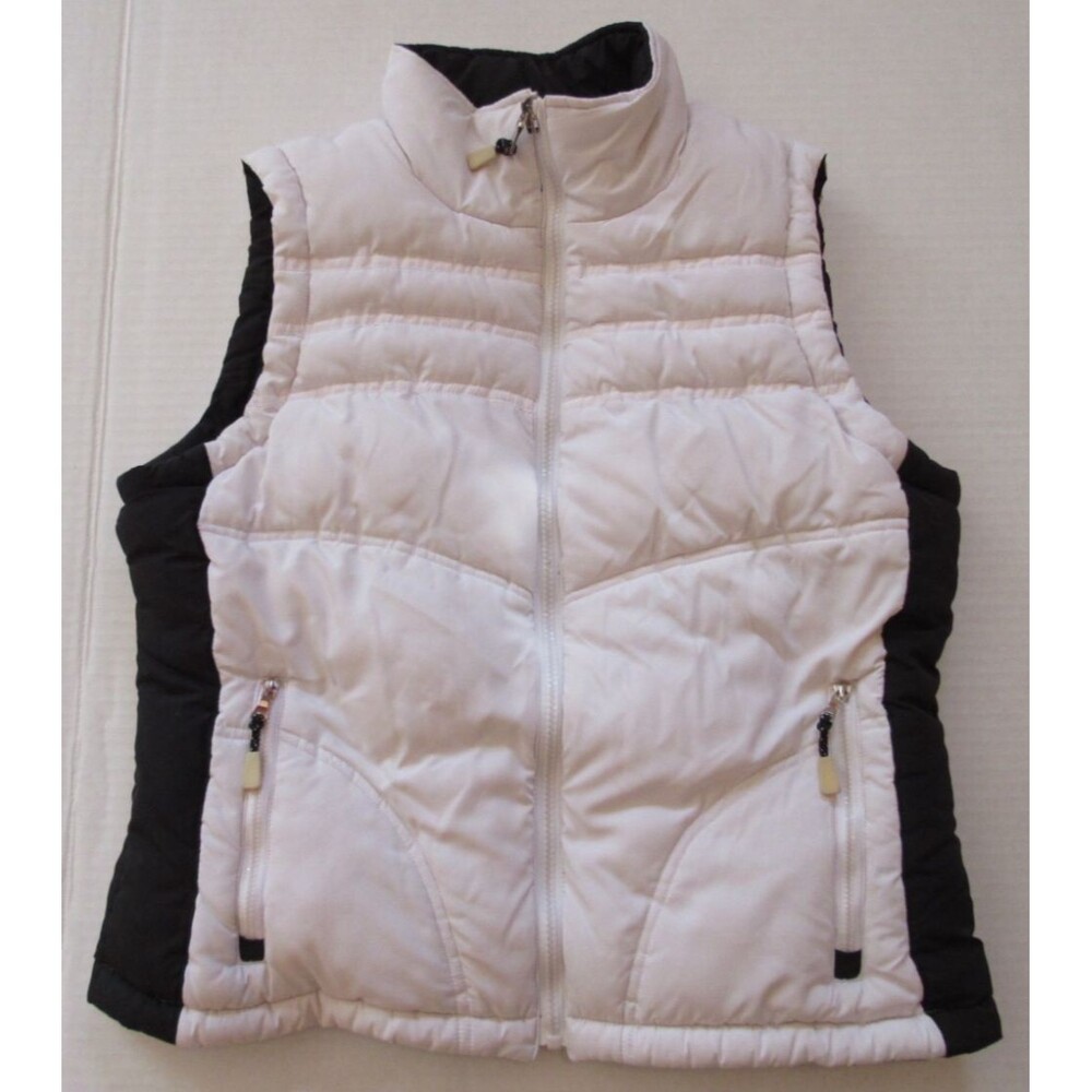 B Moss Coat Puffer Vest Reversible White/Black All Black Mock Neck Size Medium